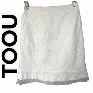 Toou White Shimmery Mini Length Skirt Size L